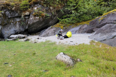 Checking out the Pebbles on the beach