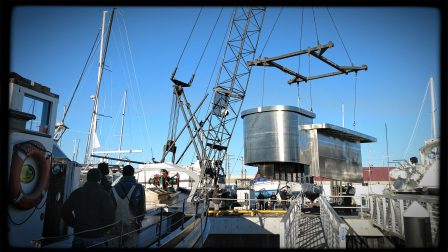 New Pilothouse being lifted onto the David B