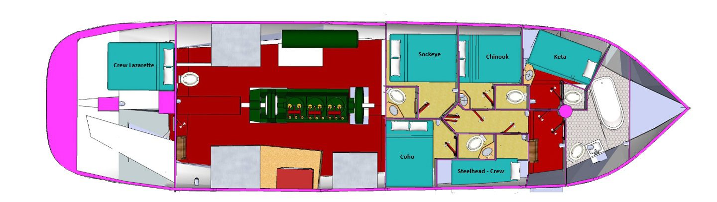 Deck plan of the M/V David B showing cabin layout